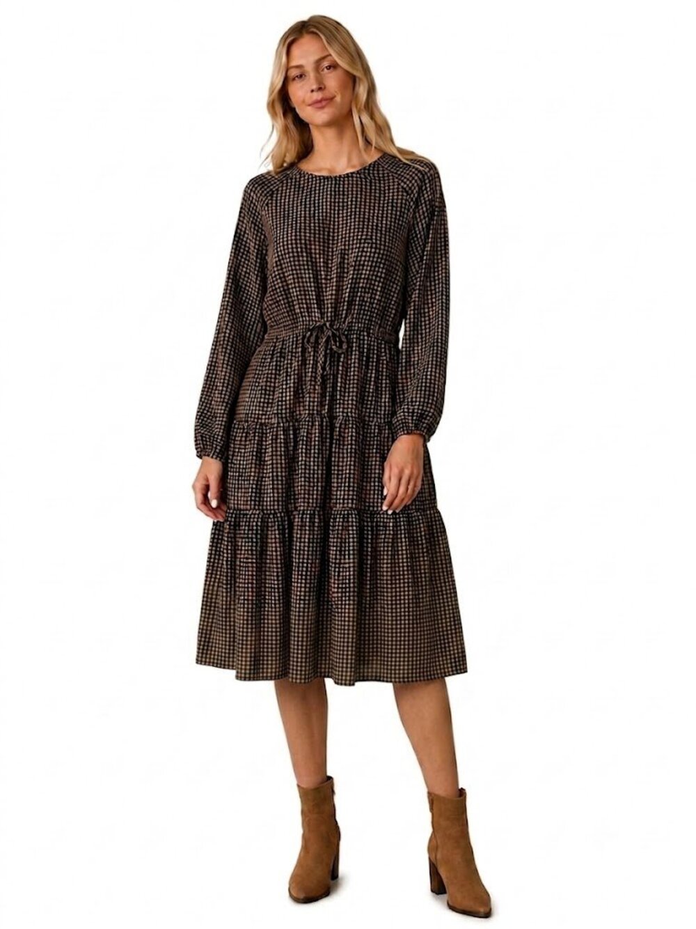 Udel New York Gingham Tiered Dress S